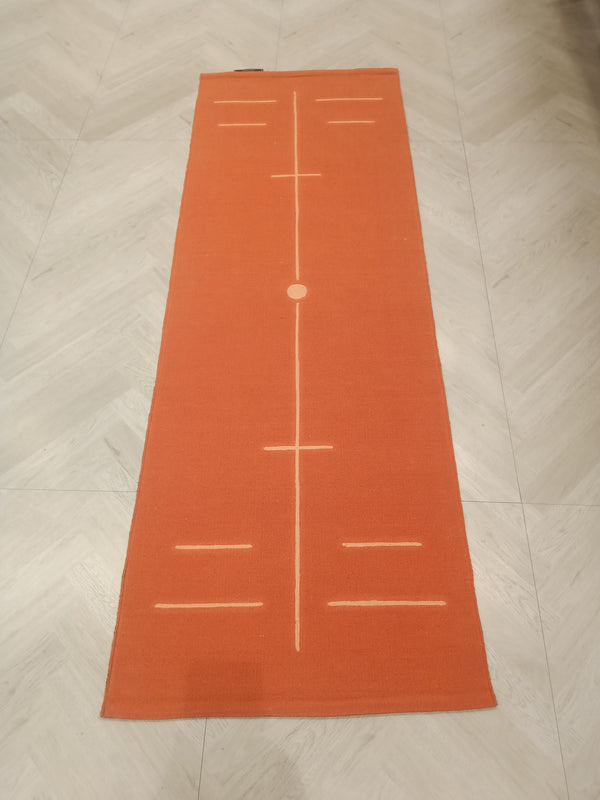 ORANGE COLOR BASED MODERN DESIGN COTTON HAND WOVEN YOGA MAT