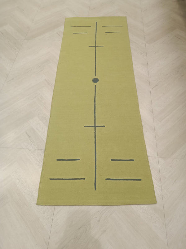 GREEN COLOR BASED MODERN DESIGN COTTON HAND WOVEN YOGA MAT