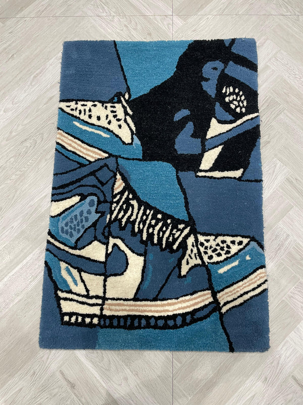 Blue Black Cream Door Mat