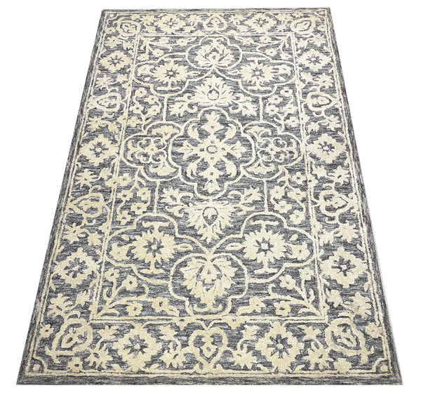 Cream & Grey High Low Pet Percian Design Carpet