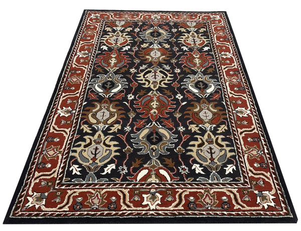 Black and Rust Persian design Hand Tufted Carpet