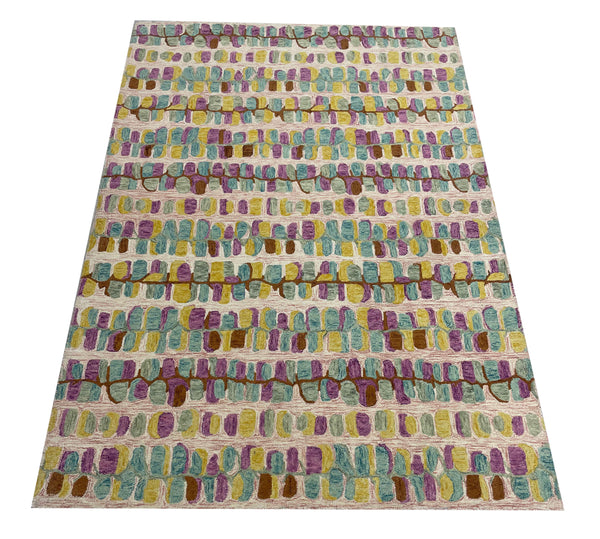 Multi Color Based Modern Design Loop Pile Hand Tudted Carpet